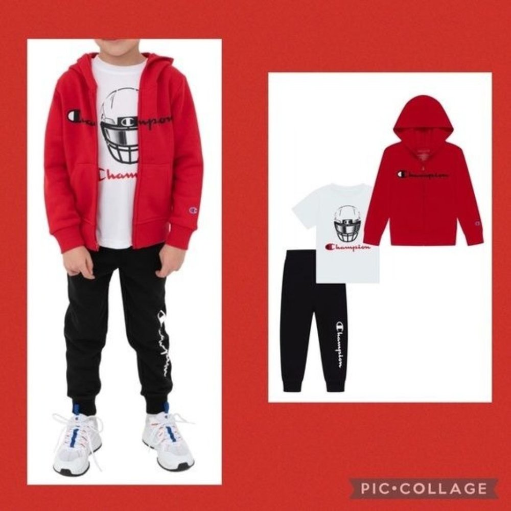 CHAMPION BOY 3-PCS SET HOODIE,TEE & JOGGERS SIZE 3T